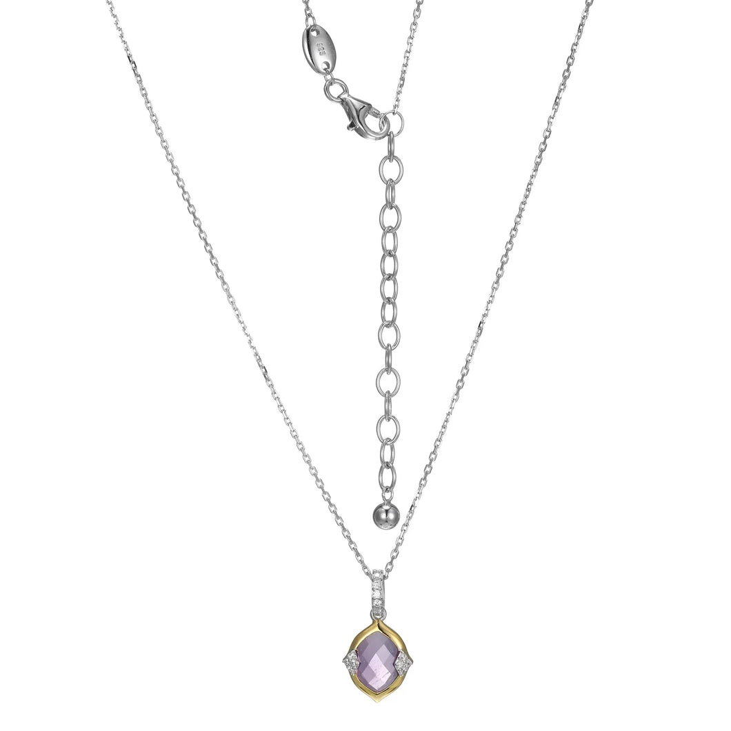 Sterling Silver Gold Plated Amethyst Necklace