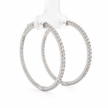 Load image into Gallery viewer, 14k White Gold Diamond Hoops

