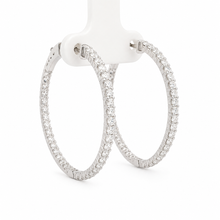 Load image into Gallery viewer, 14k White Gold Diamond Inside Out Hoops
