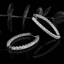 Load image into Gallery viewer, 14k White Gold Diamond Inside Out Hoops
