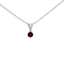 Load image into Gallery viewer, 14k White Gold Garnet Necklace with Diamond
