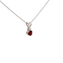 Load image into Gallery viewer, 14k White Gold Garnet Necklace with Diamond
