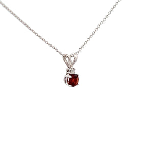 14k White Gold Garnet Necklace with Diamond