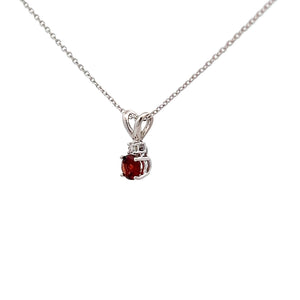 14k White Gold Garnet Necklace with Diamond
