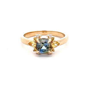 14k Yellow Gold Custom Bicolor Sapphire Ring