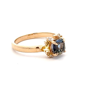 14k Yellow Gold Custom Bicolor Sapphire Ring