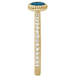 14k Yellow Gold Blue Topaz Ring with Diamknds