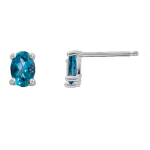 14k White Gold Blue Topaz Earrings