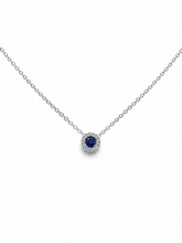 Load image into Gallery viewer, 14k White Gold Sapphire Slide Pendant with Diamonds
