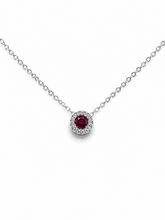 Load image into Gallery viewer, 14k White Gold Ruby Slide Pendant with Diamonds

