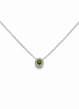 Load image into Gallery viewer, 14k White Gold Peridot Slide Pendant with Diamonds
