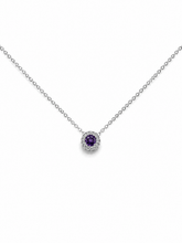 Load image into Gallery viewer, 14k White Gold Amethyst Slide Pendant with Diamonds
