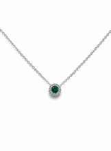 Load image into Gallery viewer, 14k White Gold Emerald Slide Pendant with Diamonds
