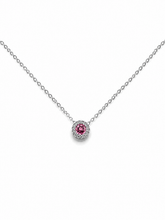 Load image into Gallery viewer, 14k White Gold Pink Tourmaline Slide Pendant with Diamonds
