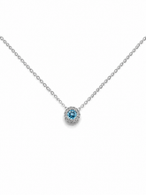 Load image into Gallery viewer, 14k White Gold Blue Topaz Slide Pendant with Diamonds
