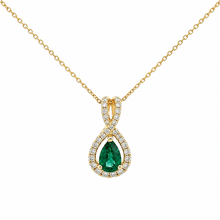 Load image into Gallery viewer, 14k Yellow Gold Emerald Pendant with Diamonds
