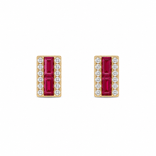 Load image into Gallery viewer, 14k Yellow Gold Ruby Studs with Diamonds
