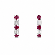 Load image into Gallery viewer, 14k White Gold Ruby and Diamond Earrings
