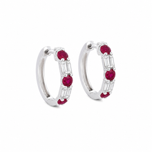 Load image into Gallery viewer, 14k White Gold Ruby and Diamond Earrings

