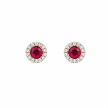 Load image into Gallery viewer, 14k Yellow Gold Ruby Studs
