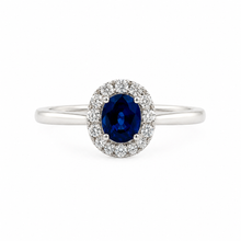 Load image into Gallery viewer, 14k White Gold Sapphire Ring with Diamonds
