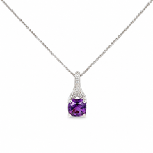 Load image into Gallery viewer, 14k White Gold Amethyst Necklace with Diamonds

