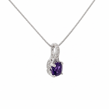 Load image into Gallery viewer, 14k White Gold Amethyst Necklace with Diamonds
