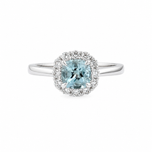Load image into Gallery viewer, 14k White Gold Aquamarine Ring with Diamonds
