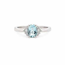 Load image into Gallery viewer, 14k White Gold Aquamarine Ring with Diamonds
