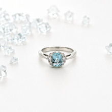 Load image into Gallery viewer, 14k White Gold Aquamarine Ring with Diamonds
