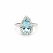 Load image into Gallery viewer, 14k White Gold Aquamarine Ring with Diamonds
