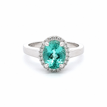Load image into Gallery viewer, 14k White Gold Tourmaline Ring with Diamonds
