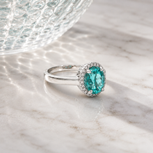 Load image into Gallery viewer, 14k White Gold Tourmaline Ring with Diamonds
