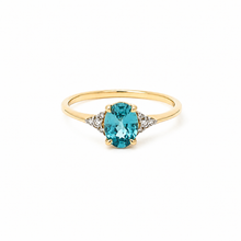 Load image into Gallery viewer, 14k Yellow Gold Blue Zircon Ring with Diamonds

