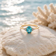 Load image into Gallery viewer, 14k Yellow Gold Blue Zircon Ring with Diamonds
