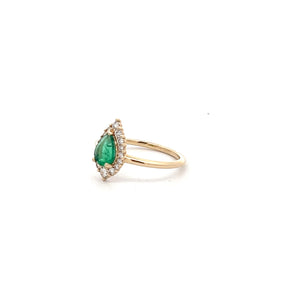 14k Yellow Gold Emerald Ring with Diamonds