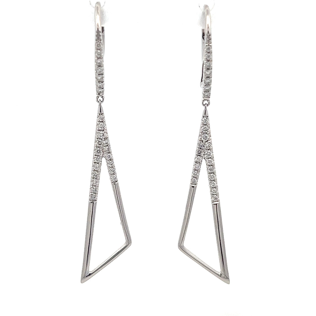 14k White Gold Diamond Dangle Earrings