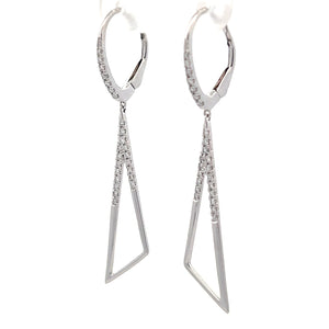 14k White Gold Diamond Dangle Earrings