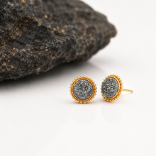Load image into Gallery viewer, Sterling Silver Gold Plated Druzy Earrings
