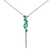 Load image into Gallery viewer, 14k Yellow Gold Emerald Necklace with Diamonds
