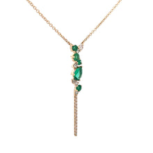 Load image into Gallery viewer, 14k Yellow Gold Emerald Necklace with Diamonds
