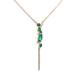 14k Yellow Gold Emerald Necklace with Diamonds