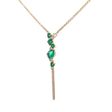 Load image into Gallery viewer, 14k Yellow Gold Emerald Necklace with Diamonds
