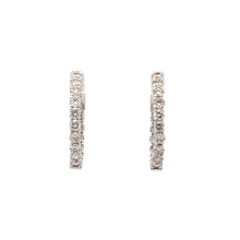 Load image into Gallery viewer, 14k White Gold Diamond Hoops
