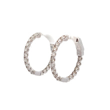Load image into Gallery viewer, 14k White Gold Diamond Hoops

