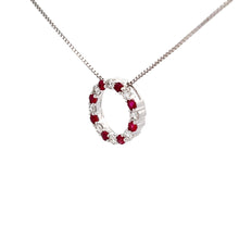 Load image into Gallery viewer, 14k White Gold Ruby and Diamond Pendant
