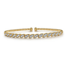 Load image into Gallery viewer, 14k Yellow Gold Bujukan Diamond Cuff Bracelet
