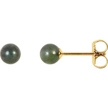 Load image into Gallery viewer, 14k Yellow Gold Black Pearl Studs
