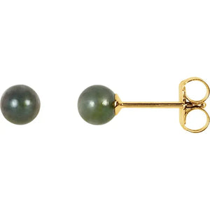 14k Yellow Gold Black Pearl Studs