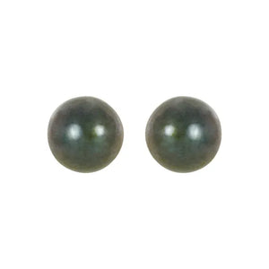 14k Yellow Gold Black Pearl Studs